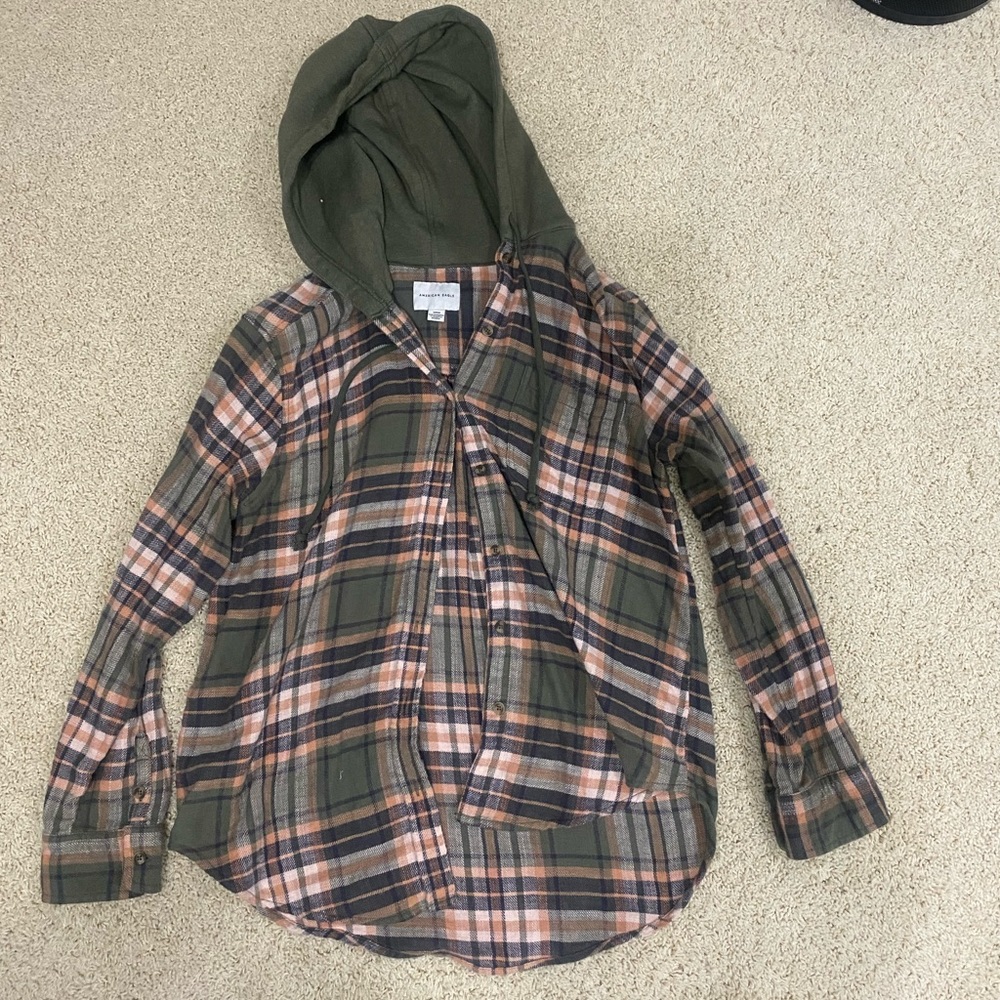 American Eagle hooded oversized flannel